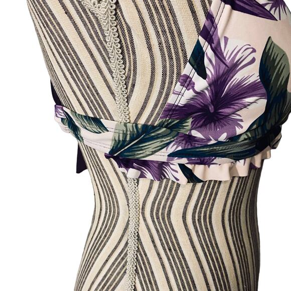 A.N.A A New Approach Purple & White Floral Crisscross Bikini Top Women Sz S - Picture 9 of 12